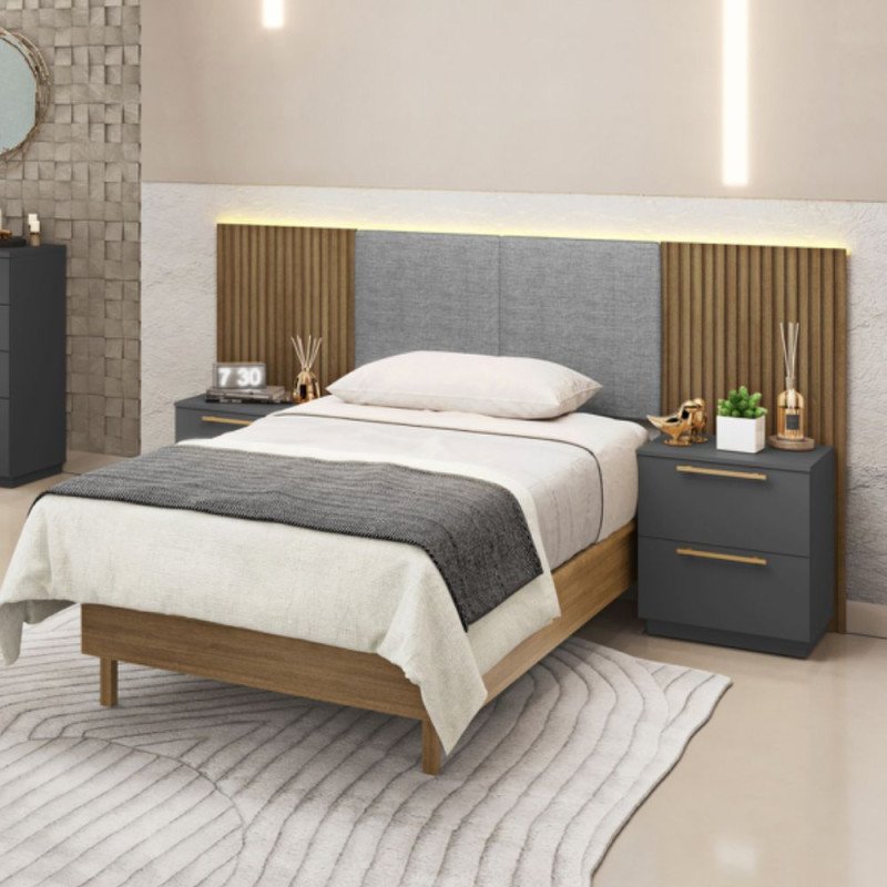 CABECERA DUBAI C/2 MESAS Nature/Cinza Flex