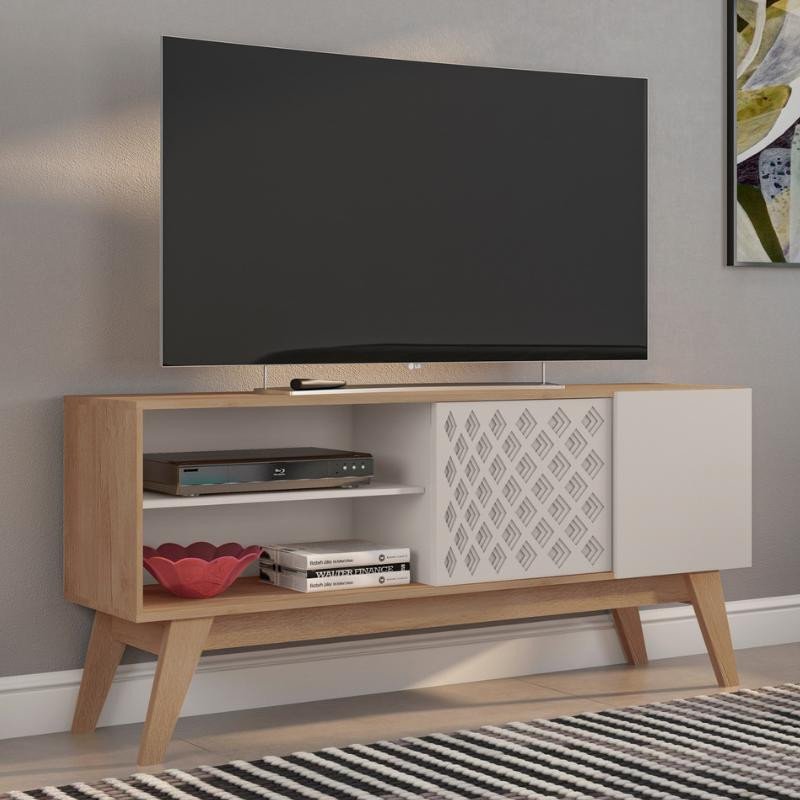 BANCADA PREMIUM Off White/Cedro/Mate para tv hasta 60"