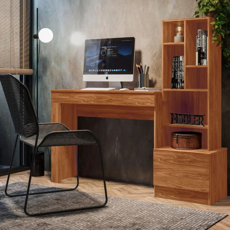 ESCRITORIO LION Cinamomo/Mel - Branco Fosco