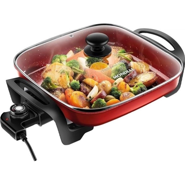 OLLA ELECTRICA MONDIAL MULTICOOK CUADRADA RED CERAMIC 220V PE-49-RC